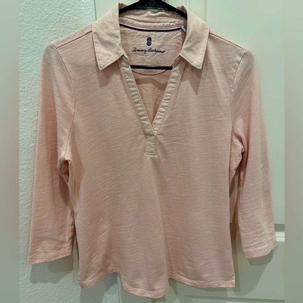 Tommy Bahama Ashby Isles Jersey Johnny Collar V-Neck 3/4 Sleeve Top